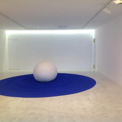 Drop, 2016. Installation.  Resin model and salt with blue pigment, for project in Carrara marble and blue glass. . 5 mts. diameter